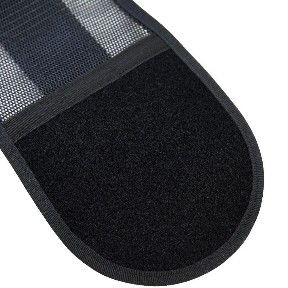 Black belt with mesh side on a white background