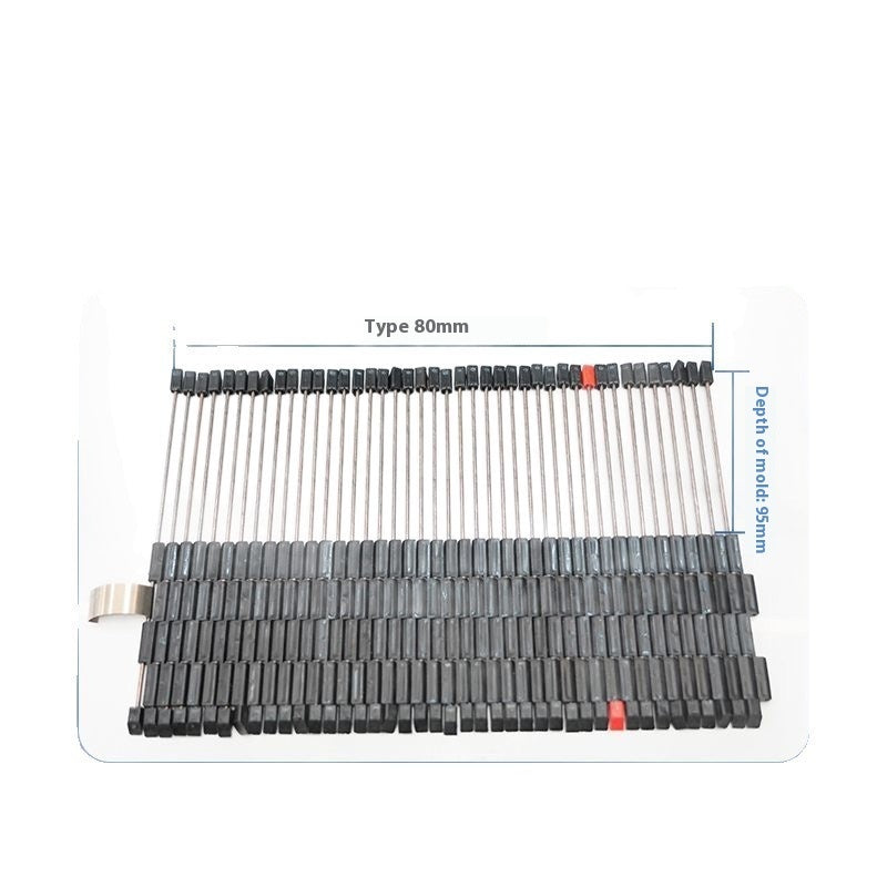 Set of metal brackets with measurement details on a white background