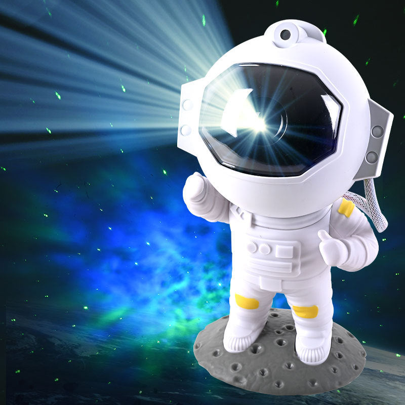 Astronaut plush toy with a space-themed background