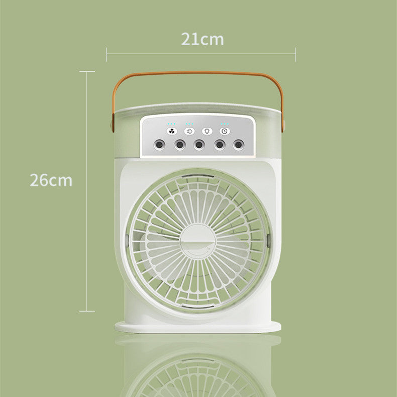 White Portable USB Air Cooler Fan with 5 Sprays, 7-Color Light & 600ML Water Tank – Mini Air Conditioner & Humidifier - Trendz Touch