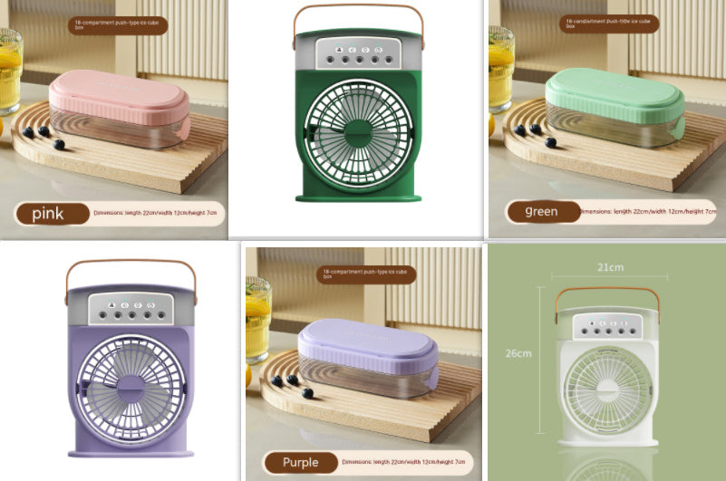 Collections of Portable USB Air Cooler Fan with 5 Sprays, 7-Color Light & 600ML Water Tank – Mini Air Conditioner & Humidifier - Trendz Touch