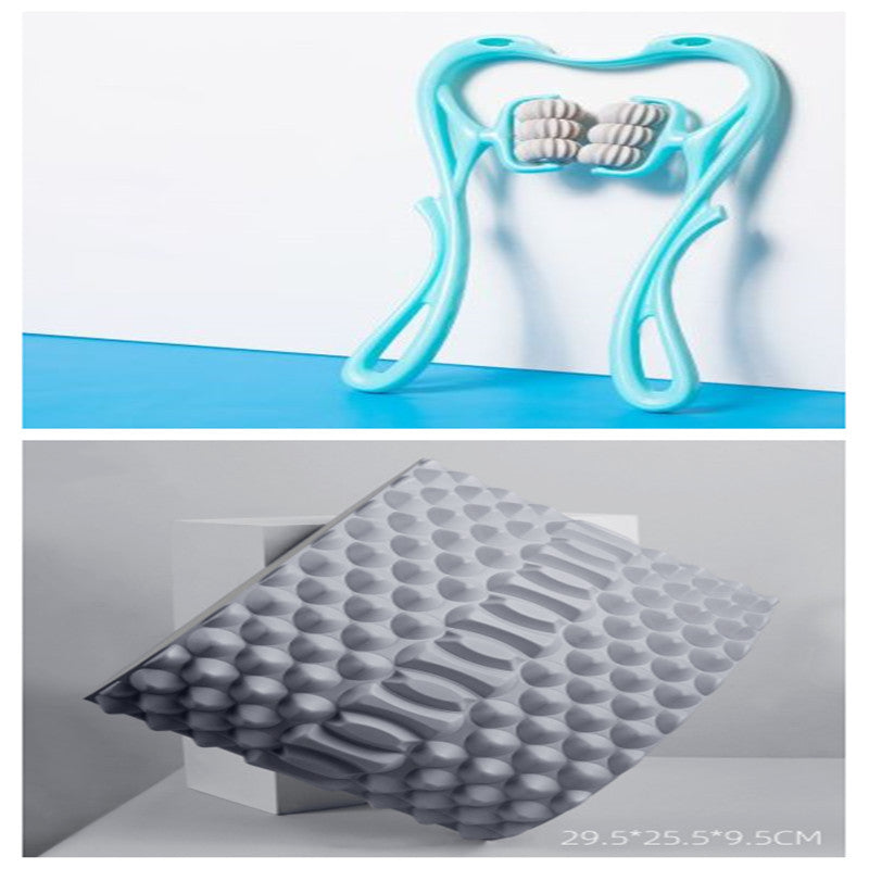 Blue handheld device with a textured surface on a white background