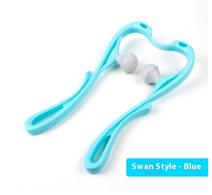 Blue swan-style product on a white background