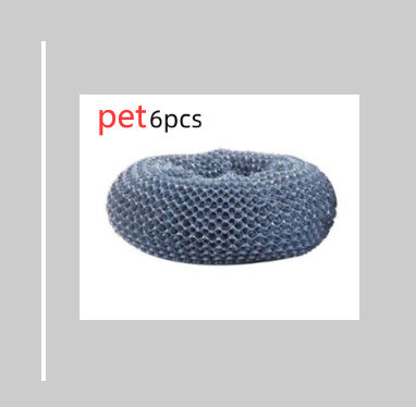 Blue donut-shaped pet toy with 'pet 6pcs' text on a gray background