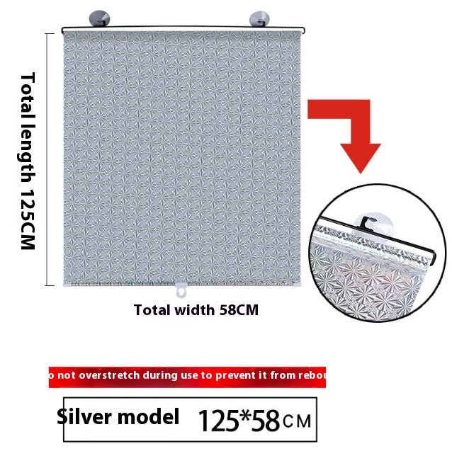 Measurement chart for a silver model with dimensions 125*58 cm, showing a patterned fabric and a small inset of a clutch bag.