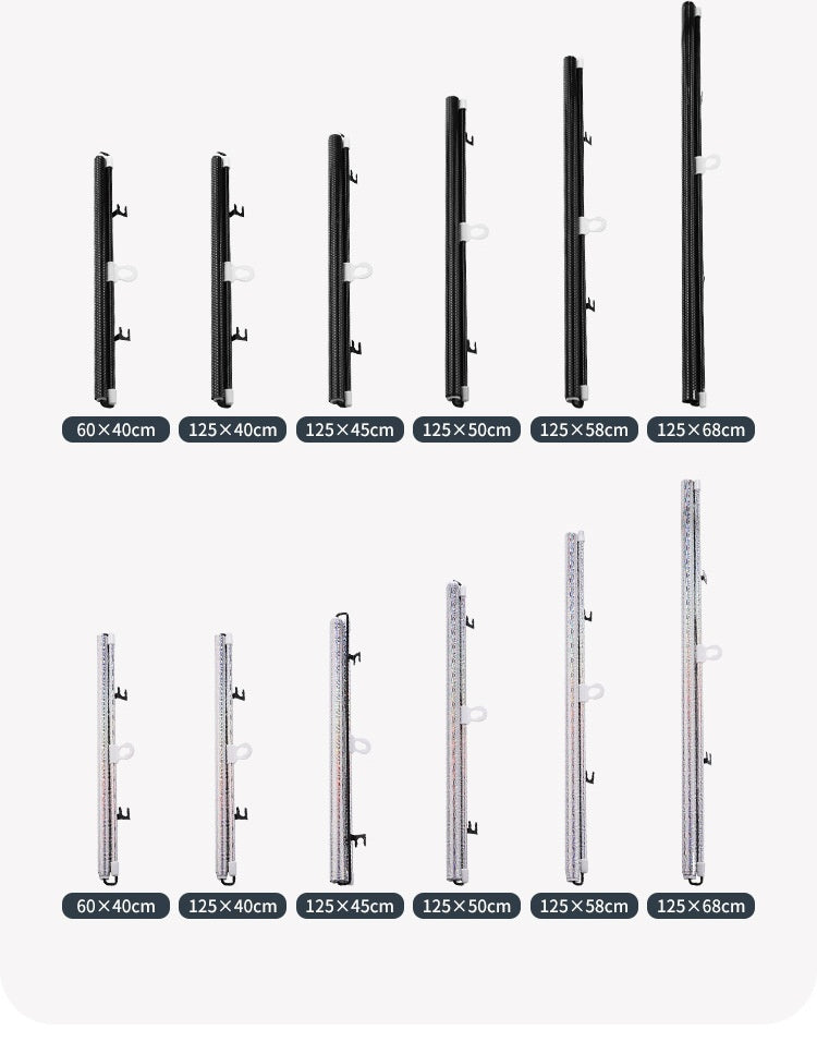Set of metal frames in various sizes on a white background