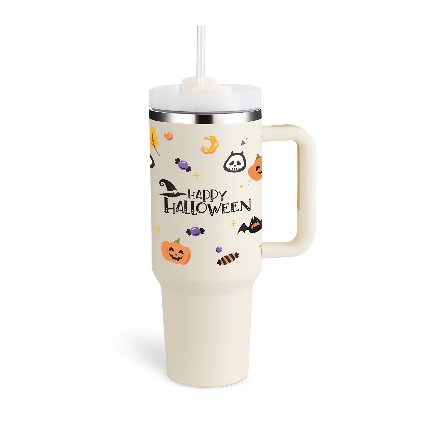 happy halloween white tumbler