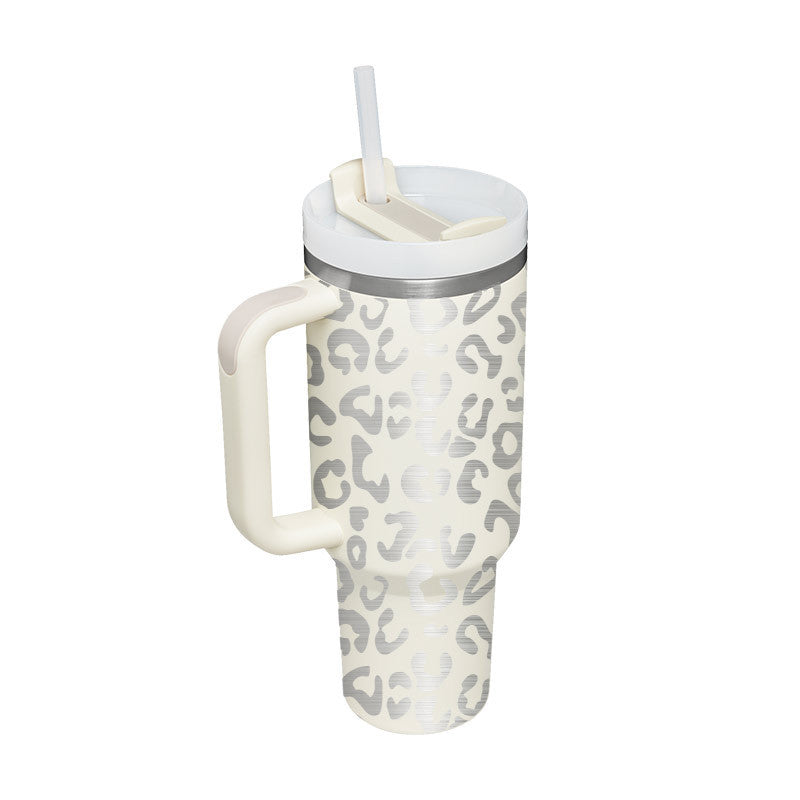white leopard design tumbler