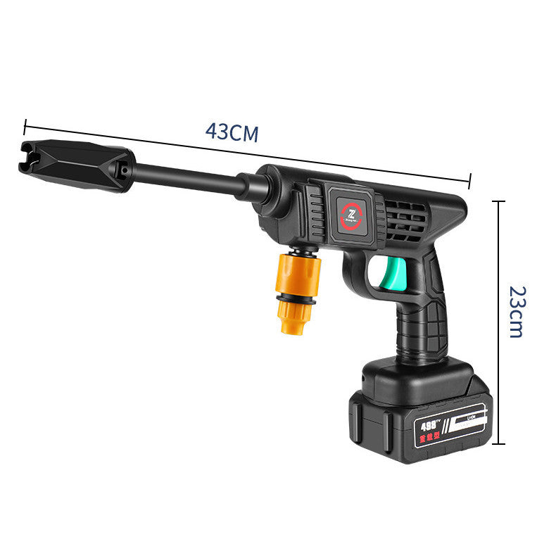Power washer gun with measurements on a white background