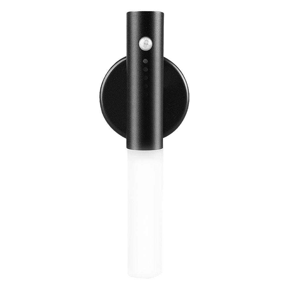 Black wall-mounted light fixture on a white background