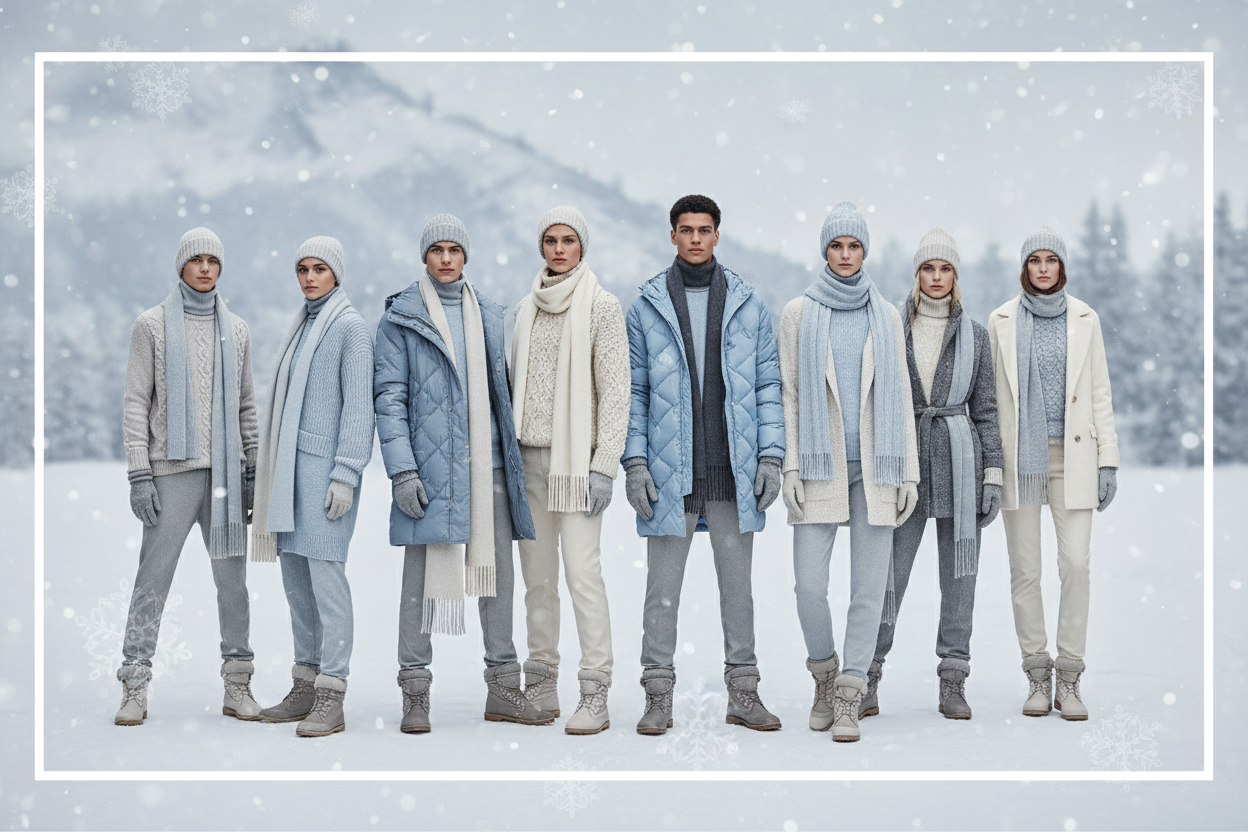 make a website banner with winter apparels 